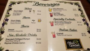 Olive Garden Drink Menu